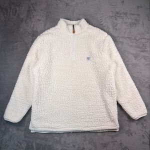 USA Palm Sherpa Quarter Zip Jacket Men's XL White Fleece Pullover Sweater